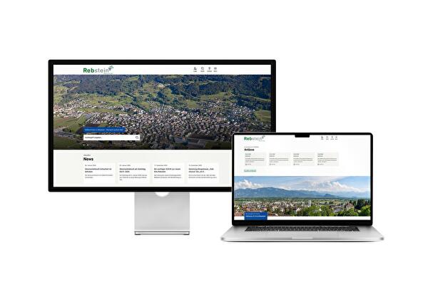 Desktop- und Tablet-Ansicht Webauftritt Gemeinde Rebstein
