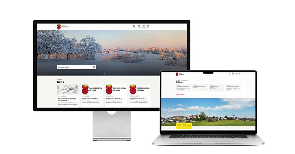 Desktop- und Tablet-Ansicht Webauftritt Gemeinde Häggenschwil