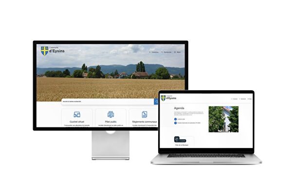 Desktop- und Tablet-Ansicht Webauftritt Commune d'Eysins