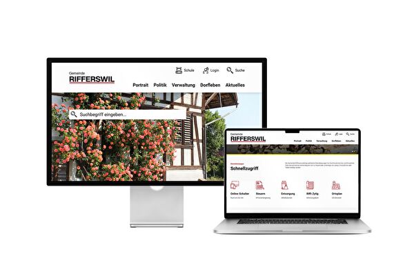 Desktop- und Tablet-Ansicht Webauftritt Gemeinde Rifferswil