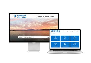 Desktop- und Tablet-Ansicht Webauftritt Gemeinde Faoug