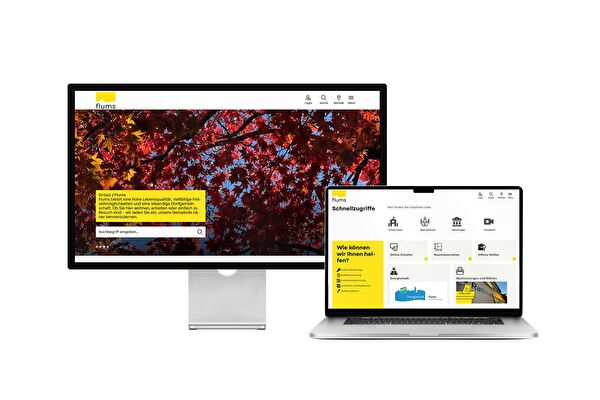 Desktop- und Tablet-Ansicht Webauftritt Gemeinde Flums