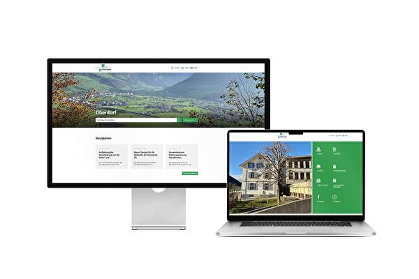 Desktop- und Tablet-Ansicht Webauftritt Gemeinde Oberdorf