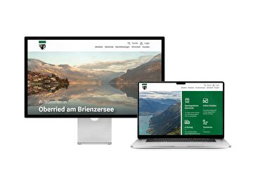 Desktop- und Tablet-Ansicht Webauftritt Gemeinde Oberried am Brienzersee