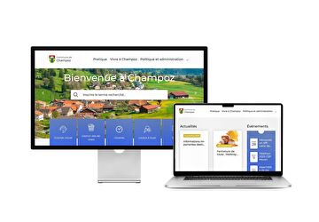 Desktop- und Tablet-Ansicht Webauftritt Gemeinde Champoz