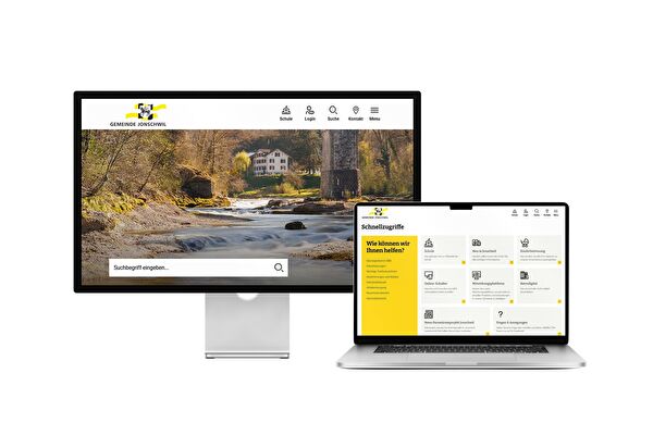 Desktop- und Tablet-Ansicht Webauftritt Gemeinde Jonschwil