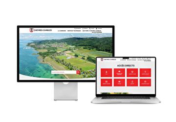 Desktop- und Tablet-Ansicht Webauftritt Gemeinde Cheyres-Châbles