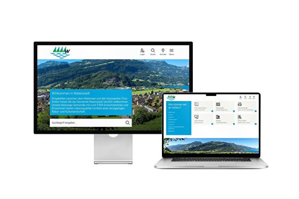 Desktop- und Tablet-Ansicht Webauftritt Gemeinde Walenstadt