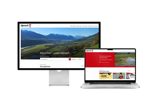 Desktop- und Tablet-Ansicht Webauftritt Gemeinde Alpnach