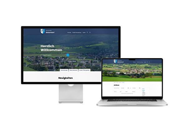 Desktop- und Tablet-Ansicht Webauftritt Gemeinde Matzendorf