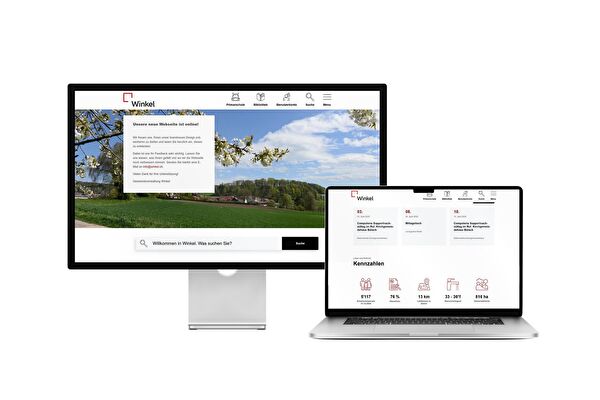 Desktop- und Tablet-Ansicht Webauftritt Gemeinde Winkel