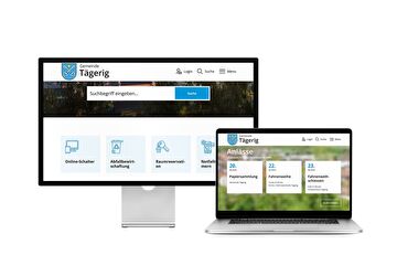Desktop- und Tablet-Ansicht Webauftritt Gemeinde Tägerig