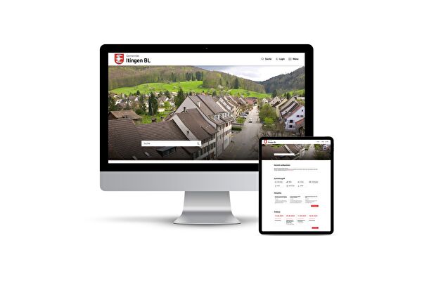 Desktop- und Tablet-Ansicht Webauftritt Gemeinde Itingen