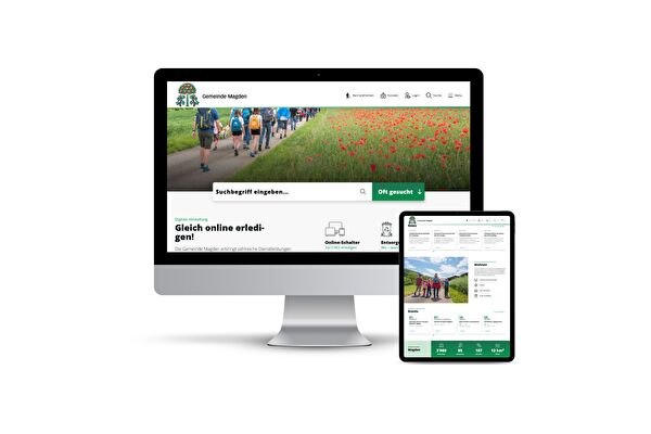 Desktop- und Tablet-Ansicht Webauftritt Gemeinde Magden
