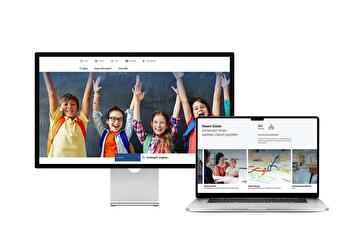 Desktop- und Tablet-Ansicht Webauftritt Schule Mönchaltorf