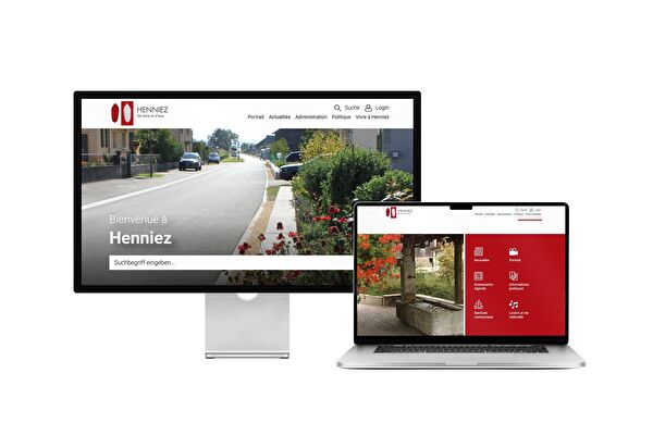 Desktop- und Tablet-Ansicht Webauftritt Gemeinde Henniez