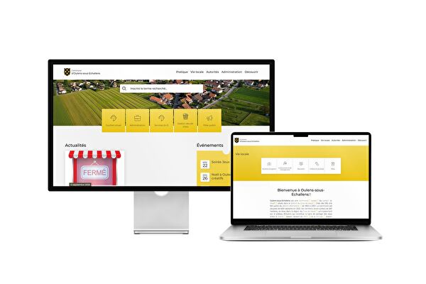 Desktop- und Tablet-Ansicht Webauftritt Gemeinde Oulens-sous-Echallens