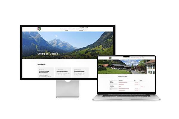 Desktop- und Tablet-Ansicht Webauftritt Gemeinde Gsteig bei Gstaad
