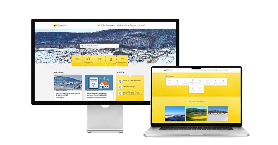 Desktop- und Tablet-Ansicht Webauftritt Gemeinde Metzerlen