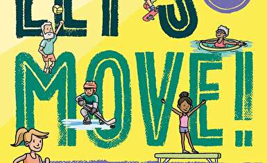 Visualisierung des Sportförderungsangebotes Let's Move! mit Zeichnungen von Figuren die verschiedene Sportarten treiben, eingebettet in den Titel des Angebotes.