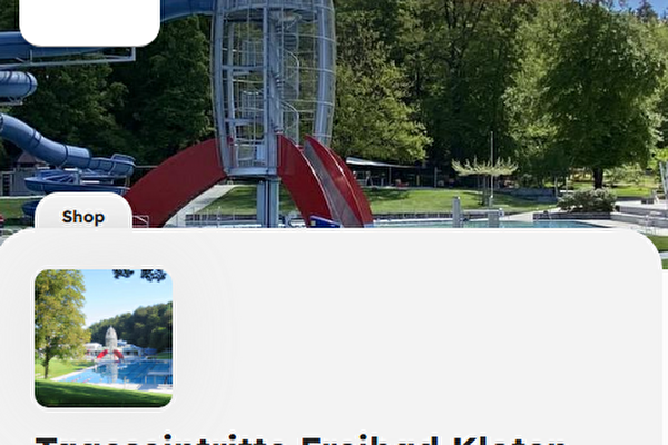 Screenshot vom online Ticketshop um Tageseintritte fürs Freibad zu lösen.
