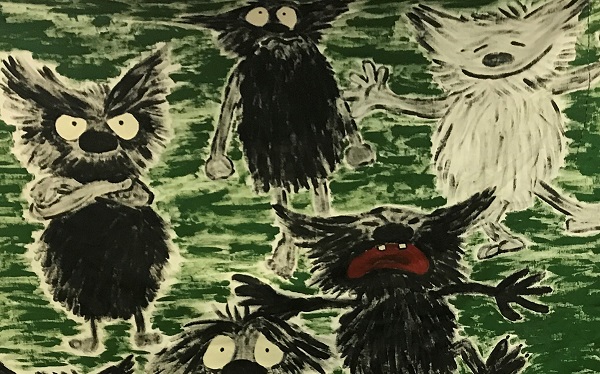 Muffelmonster auf Tuch gemalt